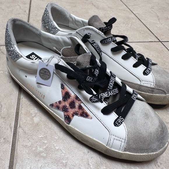 Golden Goose - Women's Super-Star LTD w/Leopard Print and Swarovski Crystal Star - Picture 1 of 10